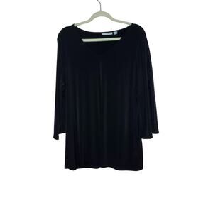💥Susan Graver black blouse open detail on sleeves super cute size XL